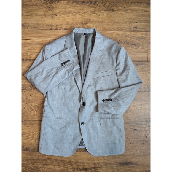 NWOT BONOBOS Mens Athletic Fit Light Grey Wool Blend Blazer Jacket Size 42S